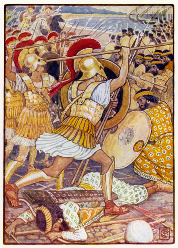 Sie stürzten mit gewaltiger Kraft in die persische Armee von after Walter Crane