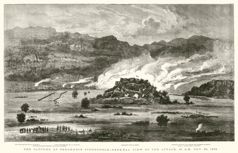 Die Eroberung der Festung von Sekukuni, Gesamtansicht des Angriffs, 10 Uhr morgens, 28. November 1879 von after William Henry James Boot