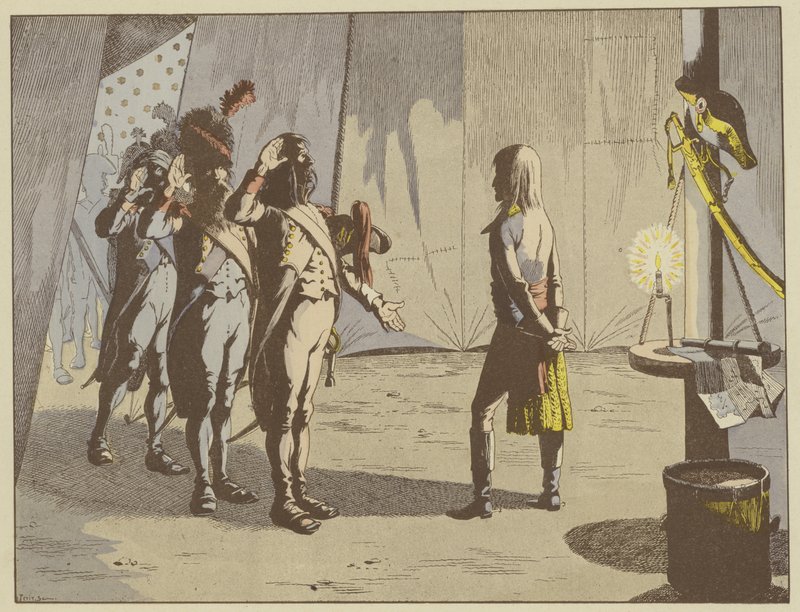 Nach der Schlacht von Lodi boten die alten Soldaten ihrem jungen Kommandanten den Rang eines Korporals an, Ursprung des Spitznamens Der kleine Korporal, der bei Napoleon blieb von pseudonym for Onfray de Breville Jacques Job