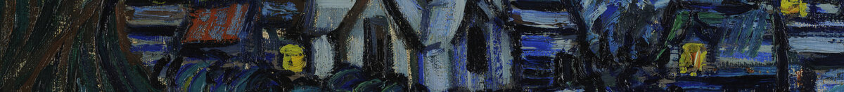 Sternennacht (Vincent van Gogh), Detail: Dorf mit Kirchturm
