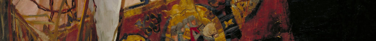 Die Lady von Shalott (John William Waterhouse), Detail: Gewebter Wandteppich