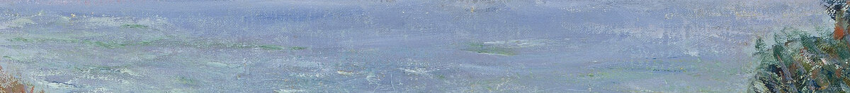 Straße bei La Cavée, Pourville (Claude Monet), Detail: Meerblick zwischen den Hängen