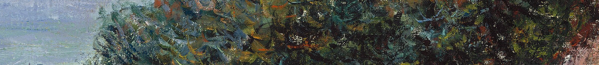 Straße bei La Cavée, Pourville (Claude Monet), Detail: Dunkles Buschwerk rechts