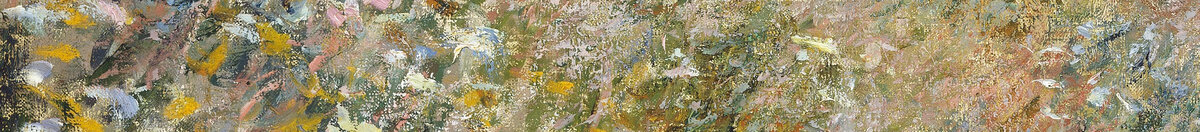 Straße bei La Cavée, Pourville (Claude Monet), Detail: Blühender Wiesenhang links
