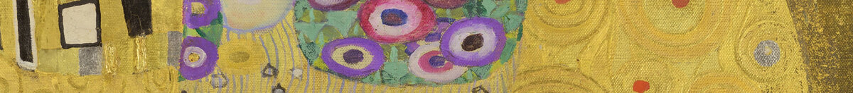 Der Kuss (Gustav Klimt), Detail: Hände und Blütenmuster