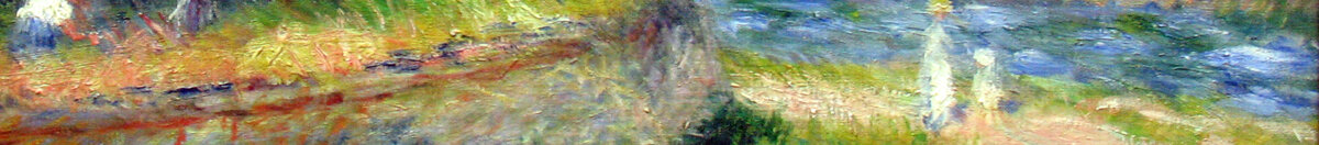 Blühender Kastanienbaum (Pierre-Auguste Renoir), Detail: Spaziergänger am Fluss