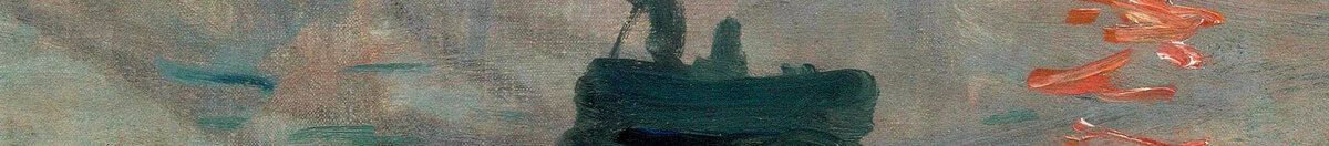 Impression, Sonnenaufgang, 1872 (Claude Monet), Detail: Ruderboot mit Figuren