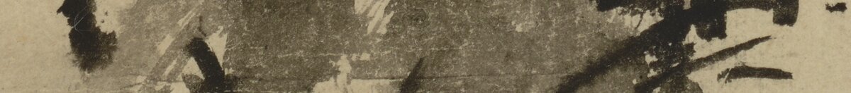 Haboku-Sansui (Toyo Sesshu), Detail: Tuschebaum mit kraeftigen Blattstrichen
