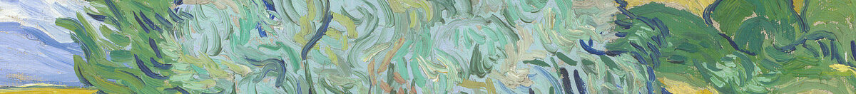 Weizenfeld mit Zypressen (Vincent van Gogh), Detail: Olivenbüsche am Feldrand