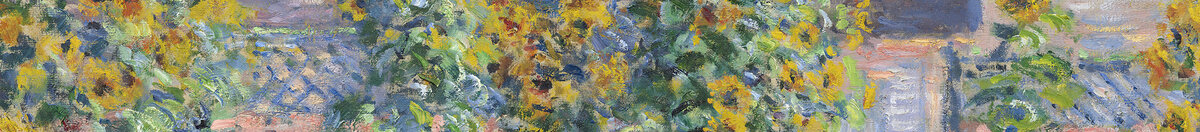 Der Garten des Künstlers in Vétheuil, 1880 (Claude Monet), Detail: Sonnenblumen vor blauem Himmel