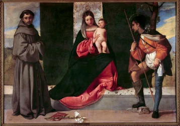 Die Jungfrau und das Kind zwischen dem heiligen Antonius von Padua und dem heiligen Rochus