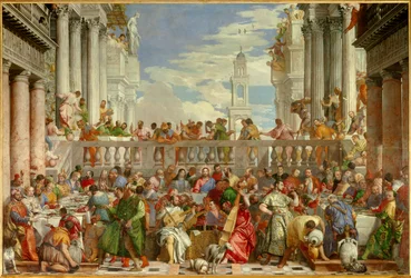 Die Hochzeit zu Kana (Le nozze di Cana) (Wunder der Verwandlung von Wasser in Wein) Gemälde von Paolo Caliari genannt Paolo Veronese (1528-1588)