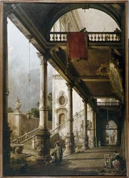 Capriccio mit Kolonnade und Hof
