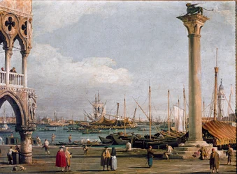 Ansicht des Beckens von San Marco und der Kirche San Giorgio Maggiore von der Piazzetta in Venedig