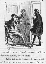 Karikatur über das Werk von Hector Berlioz (1803-1869), entworfen von Nadar im Jahr 1856 für das Journal pour rire