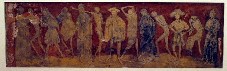 Fresko „La Danse macabre“ von der alten Abtei La Chaise-Dieu, geschaffen von Louis Yperman (um 1856?) 1894. Paris, Museum der Denkmäler