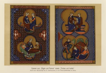 Szenen aus Cliges und Fenice und Tristan und Isolde