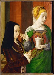 Madeleine de Bourgogne, Dame de Laage, präsentiert von der Heiligen Magdalena