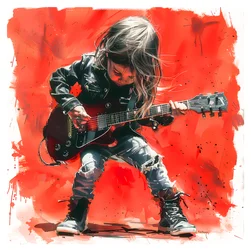 Ein Kind spielt Rock-E-Gitarre