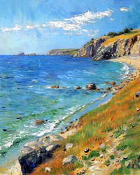 Landschaft mit felsigen Ufern