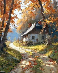 Traditionelles Holzhaus in einem Wald