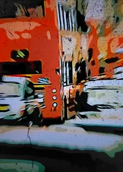 Oranger Stadtbus
