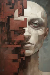 Mann mit gebrochenem Gesicht