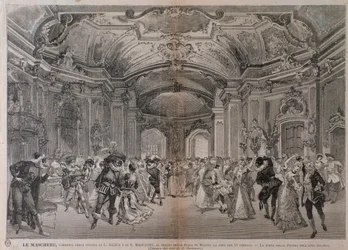 Illustrationen für die Oper Le Maschere von Pietro Mascagni für die Aufführung im Teatro alla Scala in Mailand