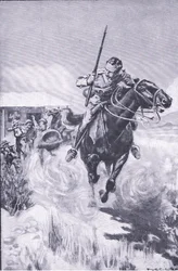 Flucht eines Spähers, aus „After Pretoria: The Guerilla War“ veröffentlicht von Harmsworth Bros Limited