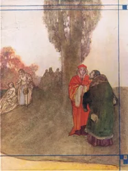 Innenseitiges Umschlagdesign, aus Tales from Shakespeare, veröffentlicht von Ward Lock & Co Ltd, 1930-40er Jahre