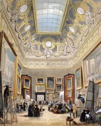Studientag im Louvre, ca. 1850 (Lithografie)