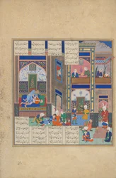 Die Ermordung von Khusrau Parviz, Folio 742v aus dem Schahname, dem Buch der Könige..., ca. 1535.
