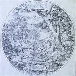 Das Goldene Zeitalter, graviert von Jan Theodore De Bry (1561-1623)