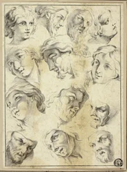 13 Skizzen verschiedener Gesichter