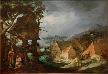 Landschaft mit Ruhe auf der Flucht