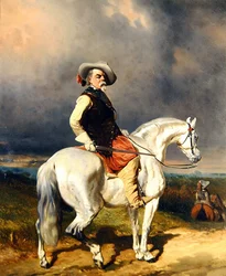 Kavalier auf einem weißen Pferd