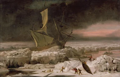 Arktisches Abenteuer oder Ein Schiff in Not vor Grönland, ca. 1677
