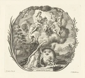 Allegorie auf die Geburt eines Kindes mit Juno und Überfluss