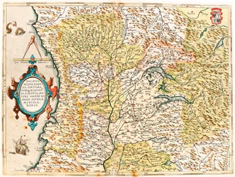 Ducatus Mediolanensis, Finitimarumq Regionu Descriptio Auctore Iooanne Georgio Septala Mediolanense Geographische Karte des Herzogtums Mailand aus „Theatrum Orbis Terrarum“ von Abraham Ortelius
