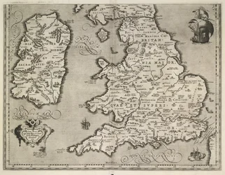 Karte von England, Wales und Irland, Theatrum Orbis Terrarum von Abraham Ortelius