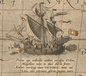 Die Victoria, eine spanische Karacke, ein Schiff aus Ferdinand Magellans Armada de Molucca. Aus „Maris Pacific“