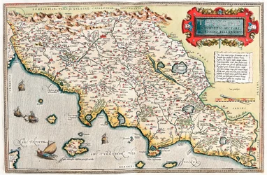 Thusciae. Descriptio auctore Hieronymo Bellamarto. Geographische Karte des Territoriums der Toskana in Italien aus „Theatrum Orbis Terrarum“ von Abraham Ortelius