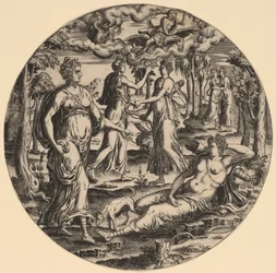 Diana und ihre Nymphen in einem Garten