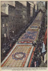 Auch in diesem Jahr, zum Fronleichnamsfest, hat die Bevölkerung von Genzano (Rom) auf der Straße ausgebreitet