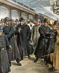 Ankunft des italienischen Komponisten Pietro Mascagni (1863-1945) in New York