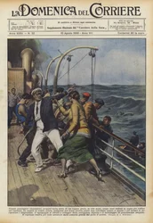 Fünf blinde Passagiere, die im Laderaum eines griechischen Dampfers auf hoher See entdeckt wurden