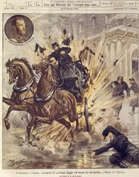 Titelbild zur Ermordung des Großfürsten Sergei Alexandrowitsch Romanow durch eine terroristische Bombe in Moskau, Russland