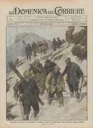 Unglücklicher Ausflug in die Alpen im Val Brembana, der Transport der Verletzten nach Bergamo nach drei Tagen