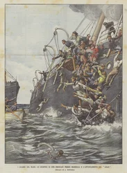 Die Dramen des Meeres, die Kollision zweier Dampfer bei Marseille und das Sinken der Liban