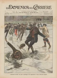 Die Wintervergnügungen, ein Eislaufwettbewerb, der tragisch auf dem Muzzano-See (Lugano) endet